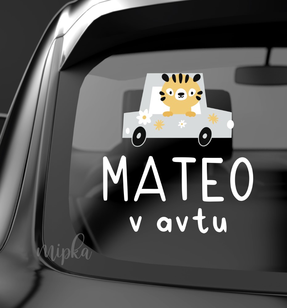 Nalepka Otrok v avtu Tiger