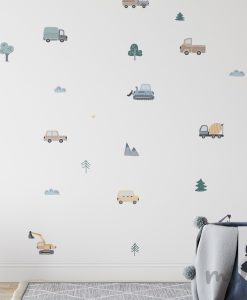 Stenska nalepka - Vozila - nevtralne barve